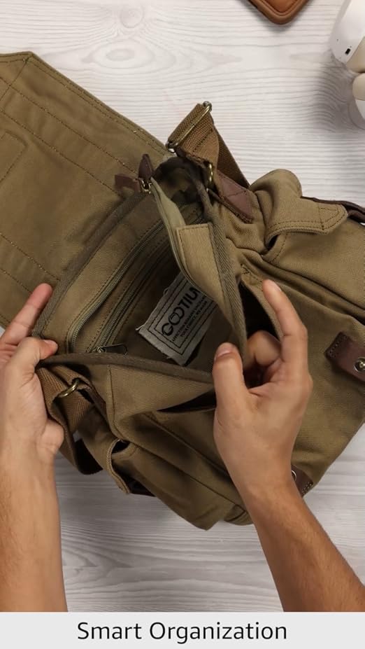 Amazon.com | GOOTIUM Canvas Messenger Bag - Small Vintage Shoulder